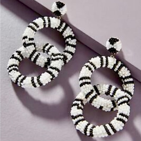 Anthropologie Jewelry - NWT Anthropologie Deepa Beaded White Hoop Chandeliers